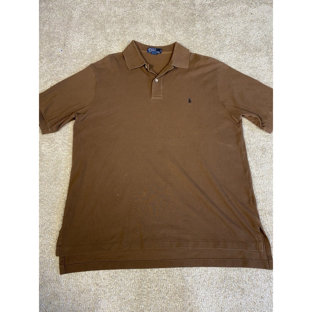 Polo Ralph Lauren Mens Brown Classic Fit Short Sleeve Black Pony Polo XL Tall